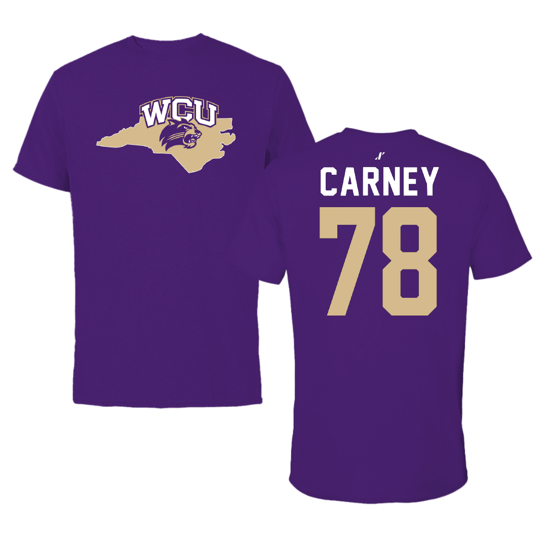 Western Carolina University Football Purple State Performance Tee - #78 Evan Carney