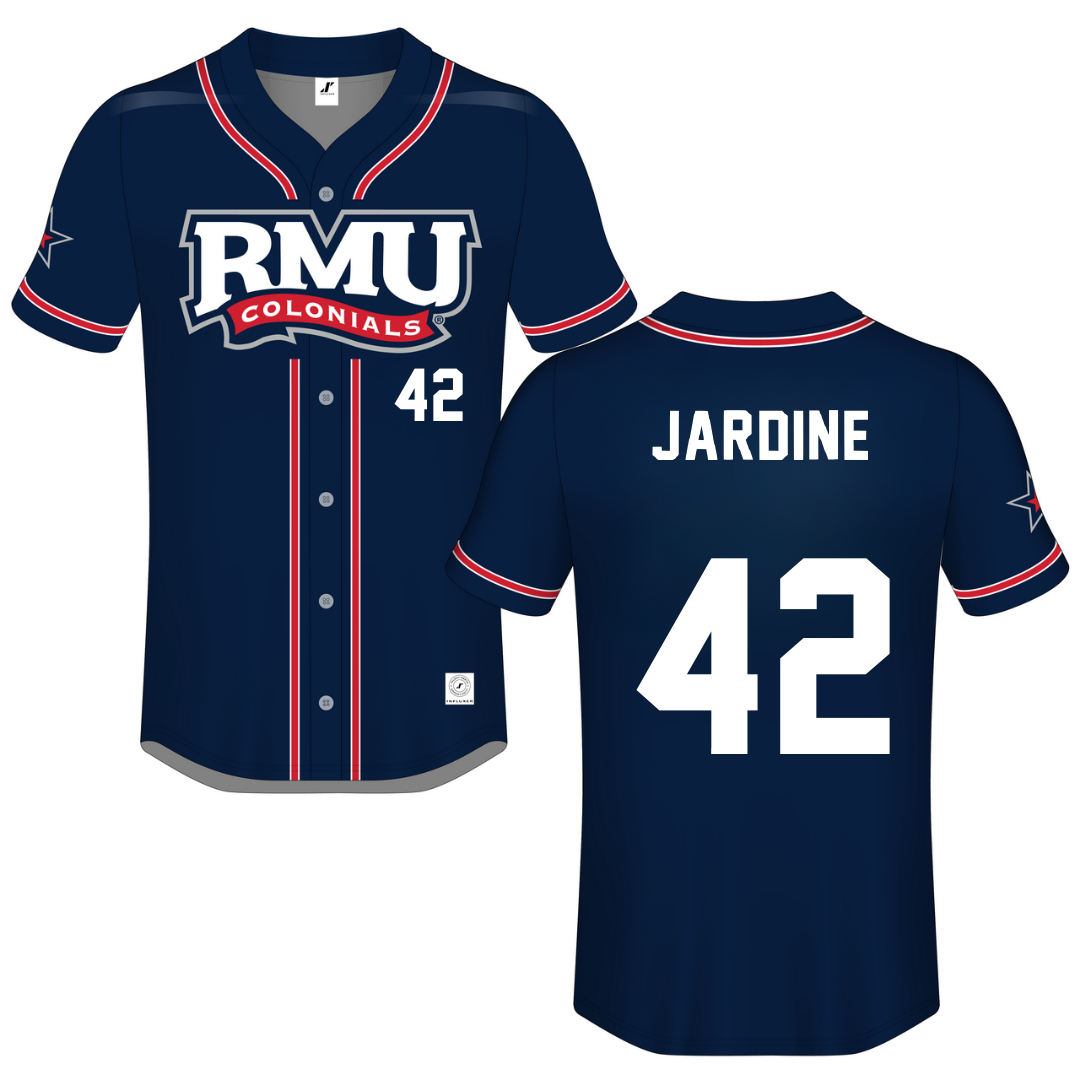 Robert Morris University Navy Button-Down Jersey - #42 Katlyn Jardine