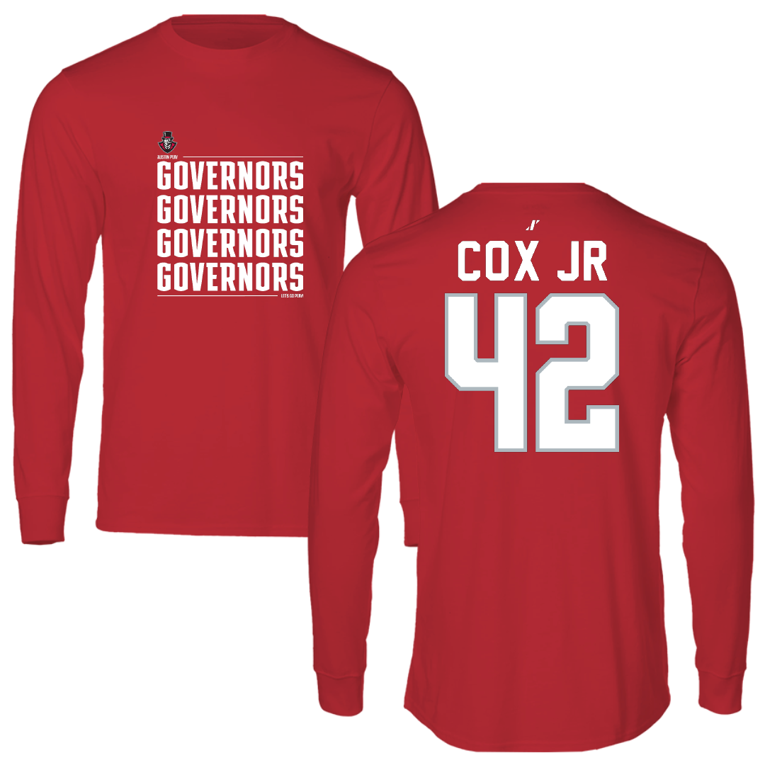 Austin Peay State University Football Red General Long Sleeve - #42 TJ Cox Jr