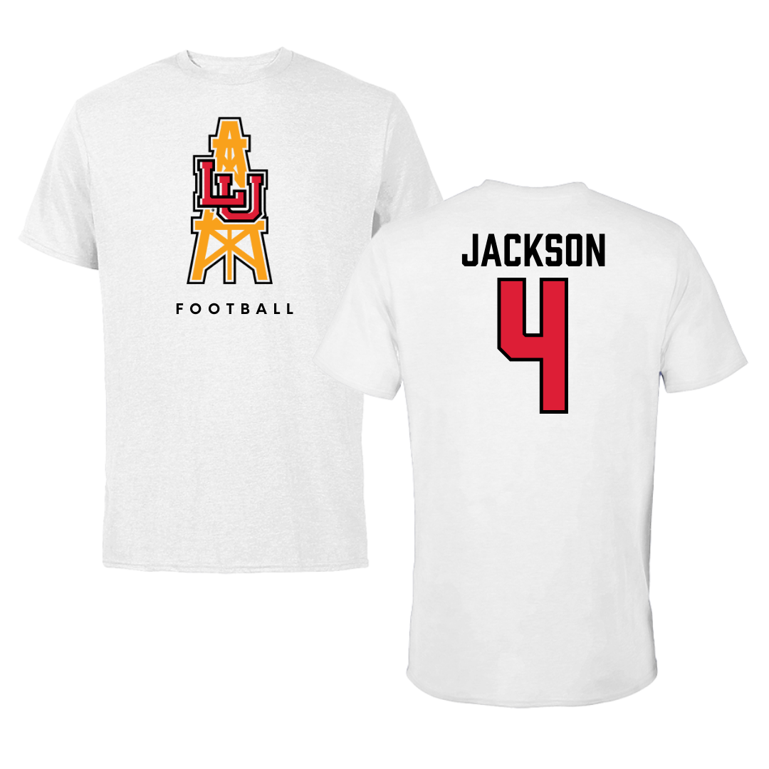 Lamar University Football White Performance Tee - #4 Jaymond Jackson