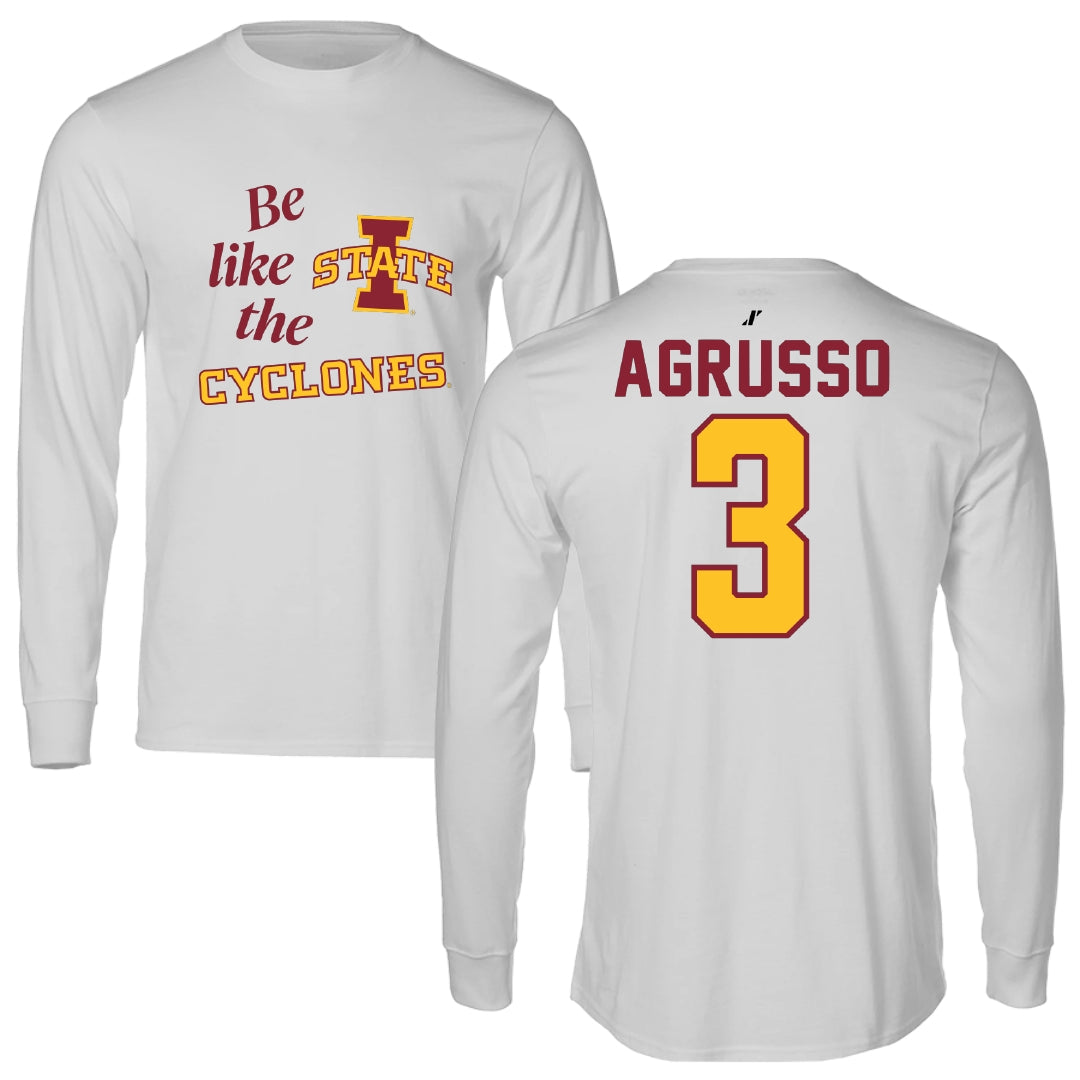 Iowa State University Soccer Light Gray Be Like Us Performance Long Sleeve - #3 Isabella Agrusso