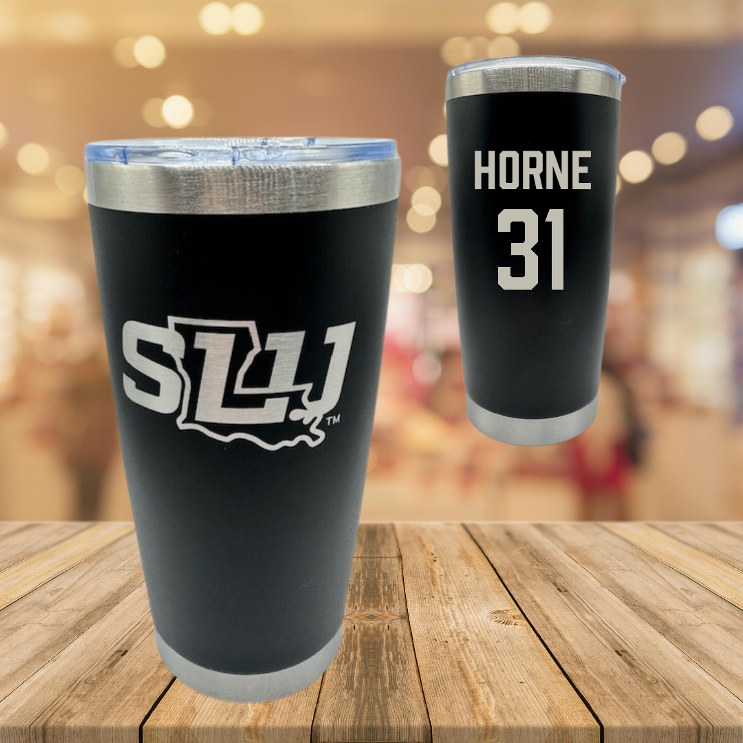 Southeastern Louisiana University Basketball Black Stainless Steel Tumbler - #31 Alexius Horne