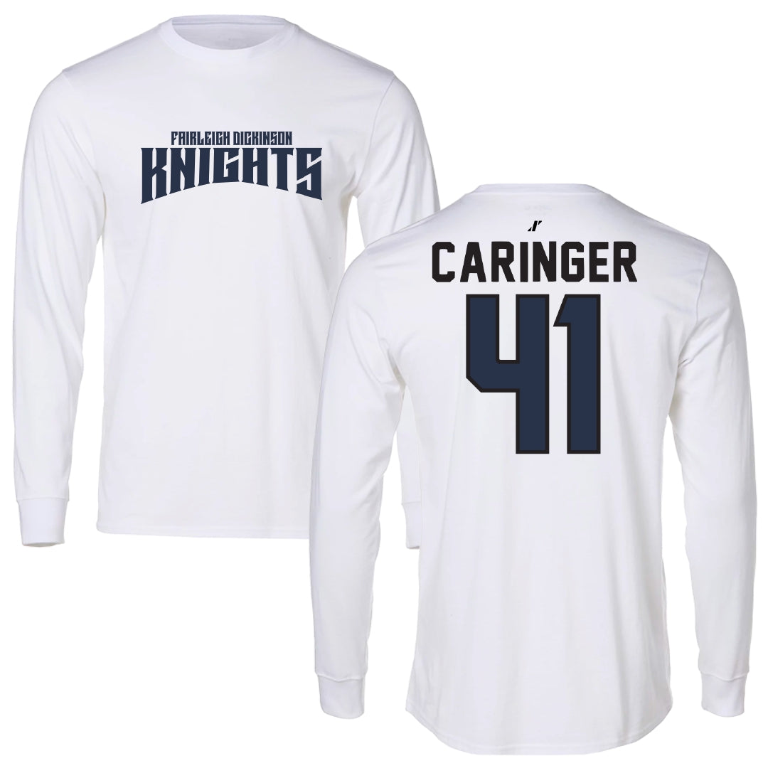 Fairleigh Dickinson University-Metropolitan Campus Softball White Classic Performance Long Sleeve - #41 Finley Caringer