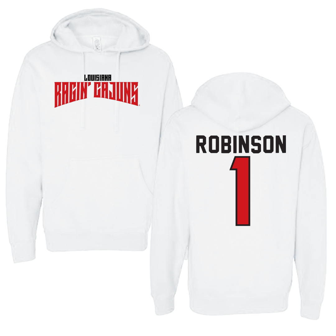 University of Louisiana at Lafayette Basketball White Classic Hoodie - #1 Tamiah Robinson