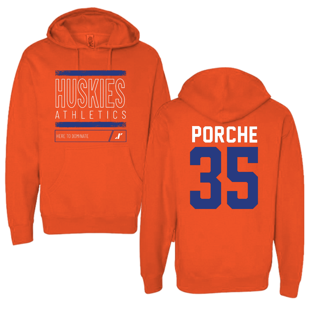 Houston Christian University Baseball Orange Dominate Hoodie - #35 Ryan Porche
