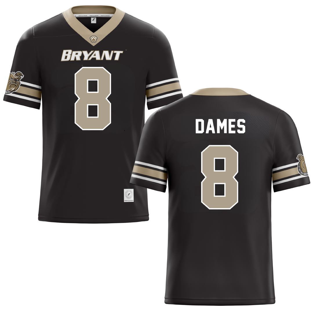 Bryant University Black Football Jersey - #8 Javin Dames