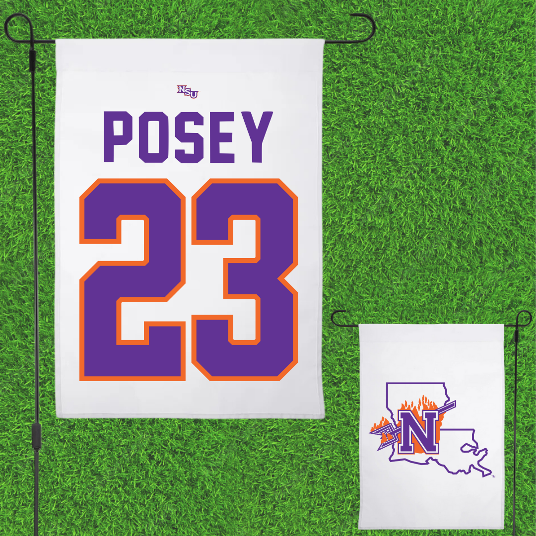 Northwestern State University Basketball White Garden Flag - #23 Duane Posey
