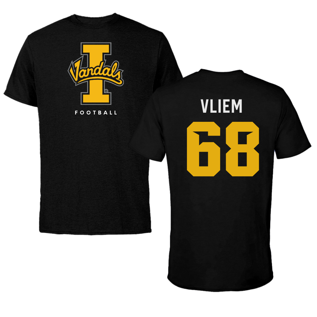 University of Idaho Football Black Vandals Performance Tee - #68 Charlie Vliem