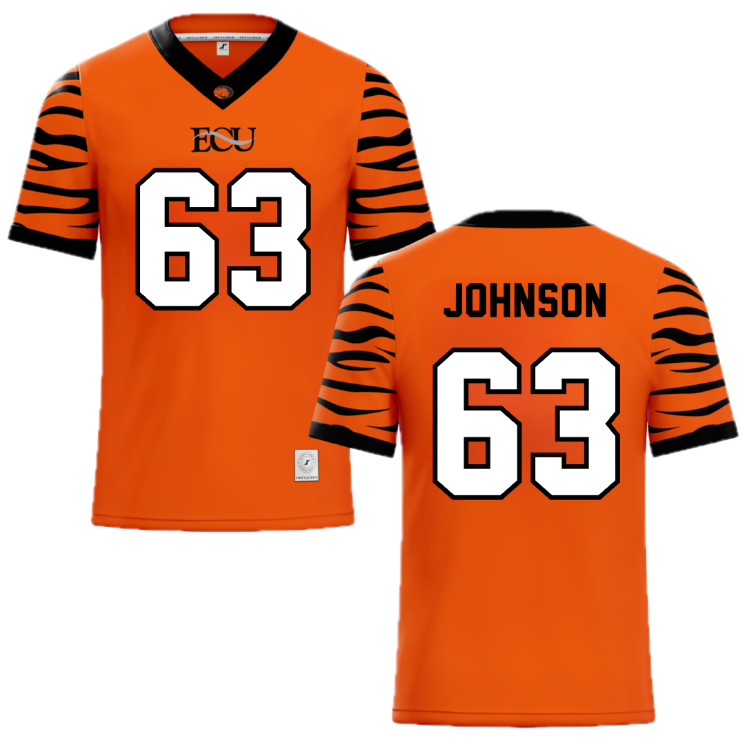 East Central University Orange Football Jersey - #63 Tyson Johnson