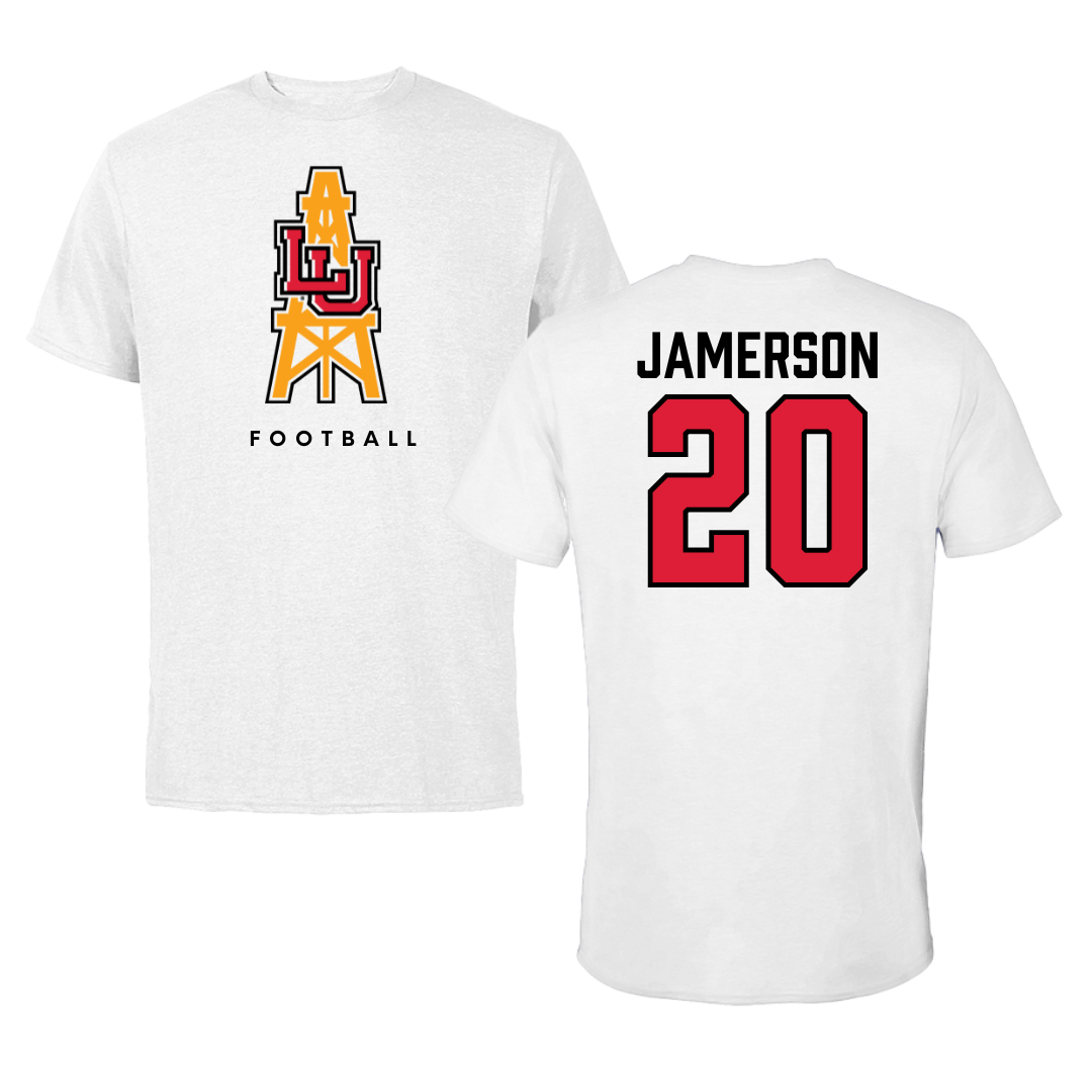 Lamar University Football White Performance Tee - #20 Kybo Jamerson