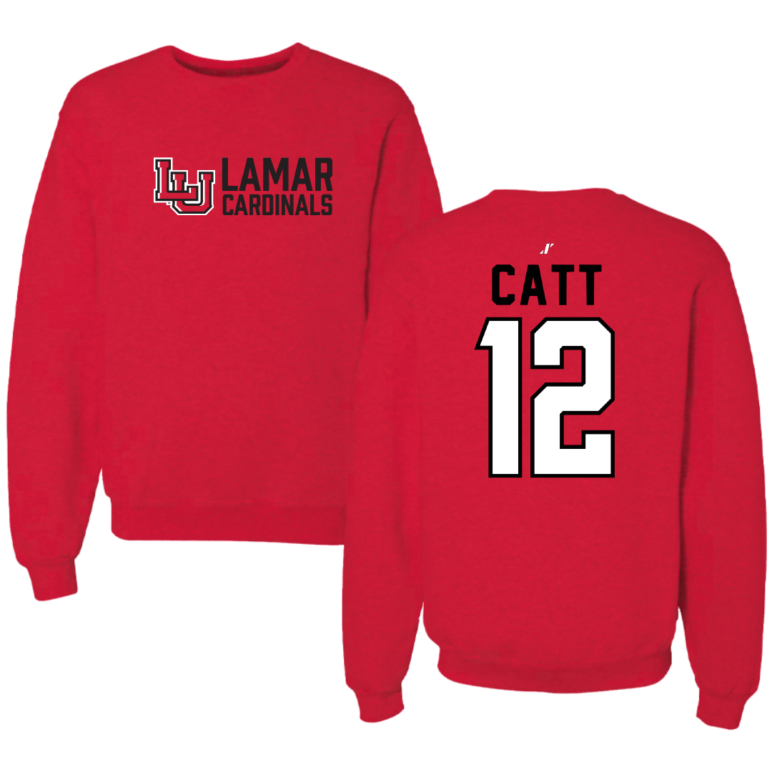 Lamar University Basketball Red General Crewneck - #12 Valentin Catt