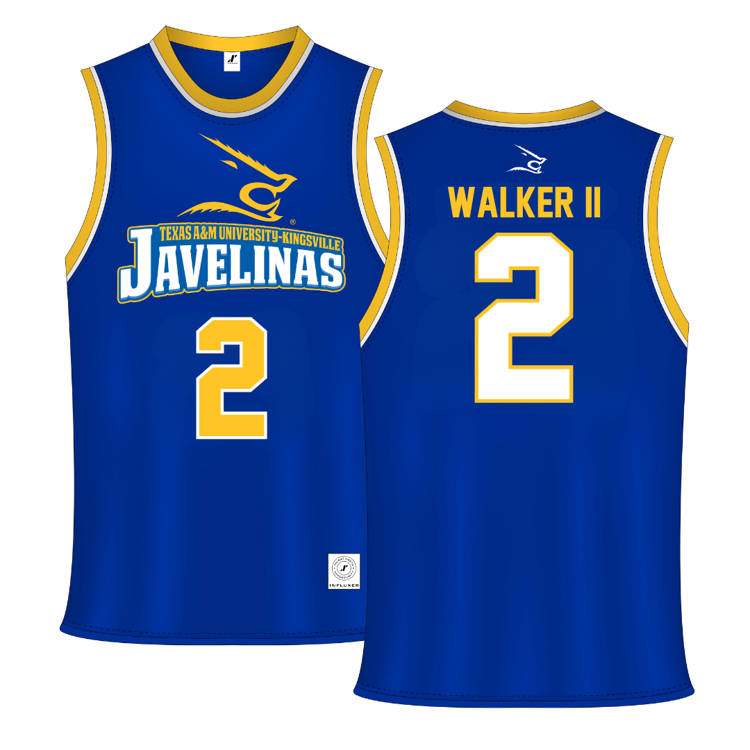 Texas A&M University-Kingsville Blue Basketball Jersey - #2 Andre Walker II