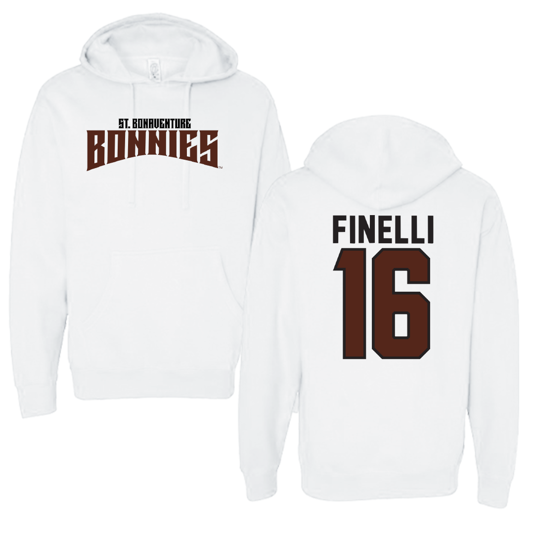 St. Bonaventure University Soccer White Classic Hoodie - #16 Luc Finelli