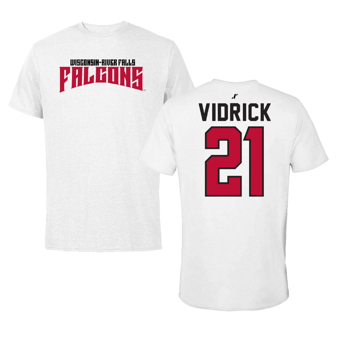 University of Wisconsin-River Falls Ice Hockey White Classic Performance Tee - #21 Anthony Vidrick