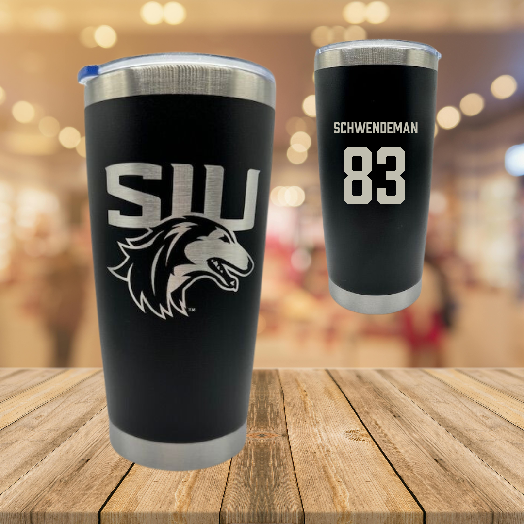 Southern Illinois University at Carbondale Football Black Stainless Steel Tumbler - #83 Ryan Schwendeman