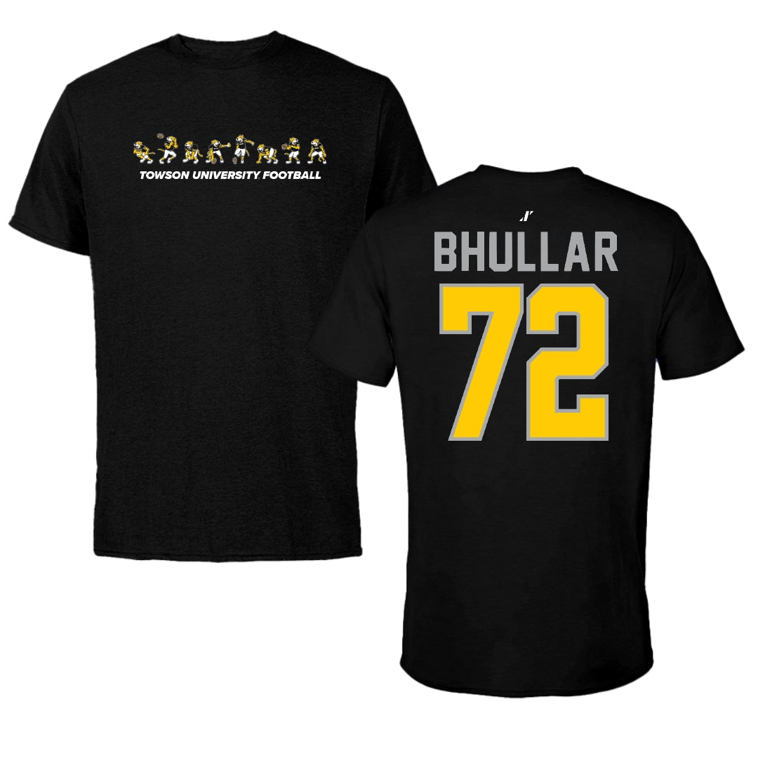 Towson University Football Black Cartoon Doc Team Tee - #72 Sahil Bhullar