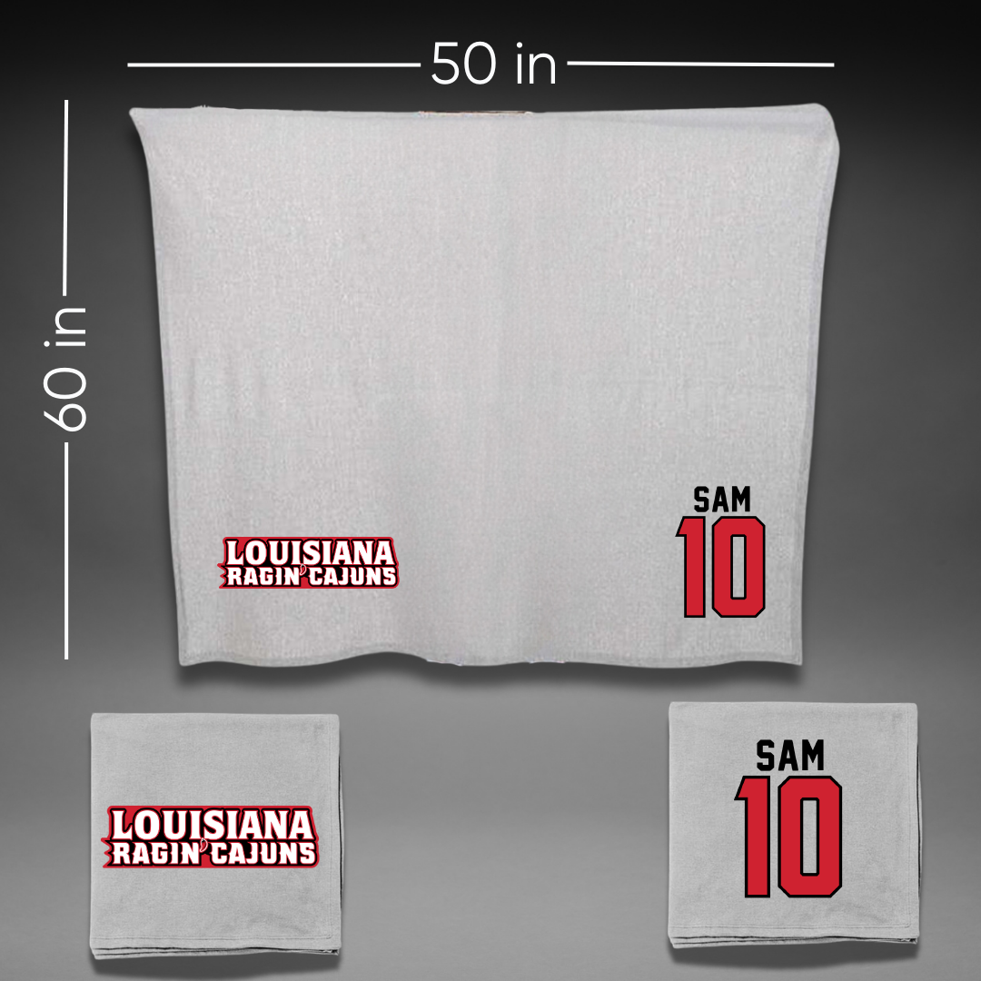 University of Louisiana at Lafayette Basketball Gray Blanket - #10 Aasia Sam