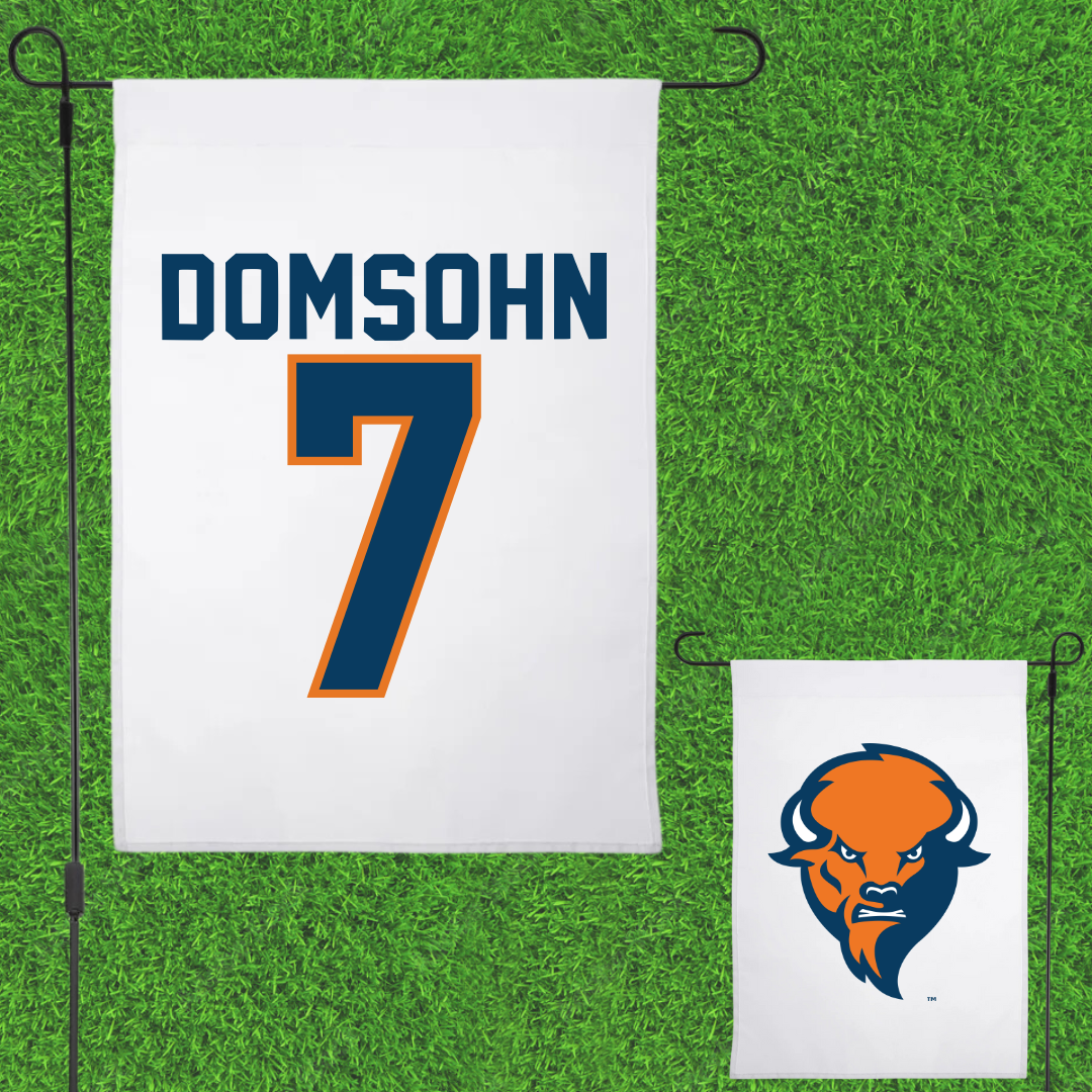 Bucknell University Soccer White Garden Flag - #7 Zane Domsohn