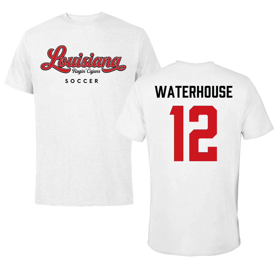 University of Louisiana at Lafayette Soccer White Performance Tee - #12 Hailly Waterhouse