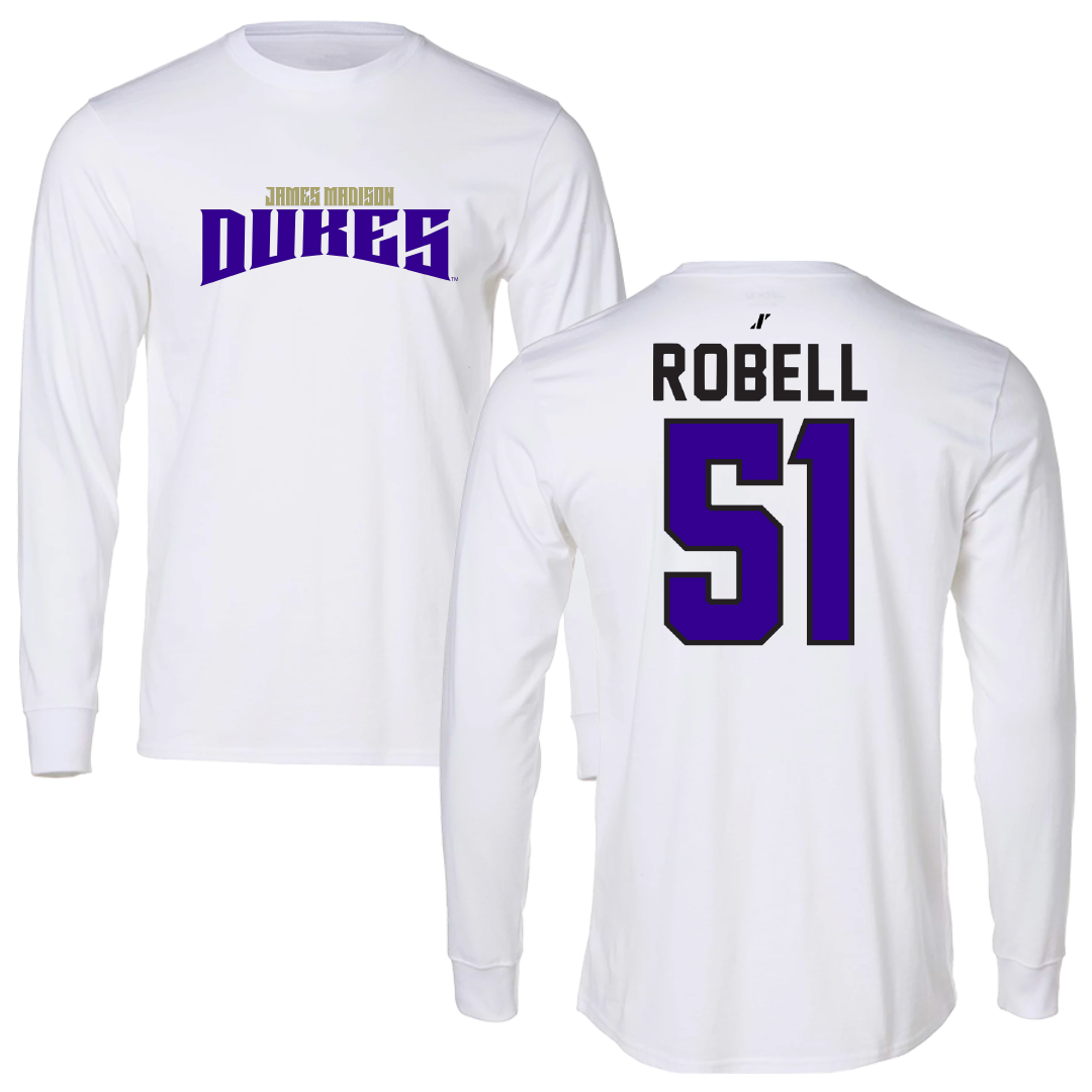 James Madison University Football White Classic Long Sleeve - #51 Riley Robell