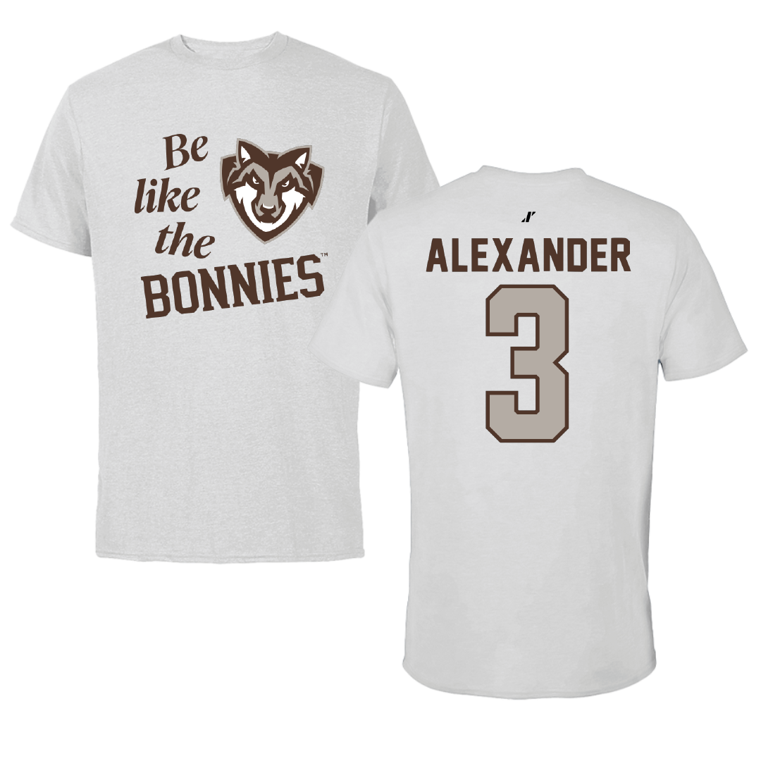 St. Bonaventure University Soccer Light Gray Be Like Us Performance Tee - #3 Chanel Alexander