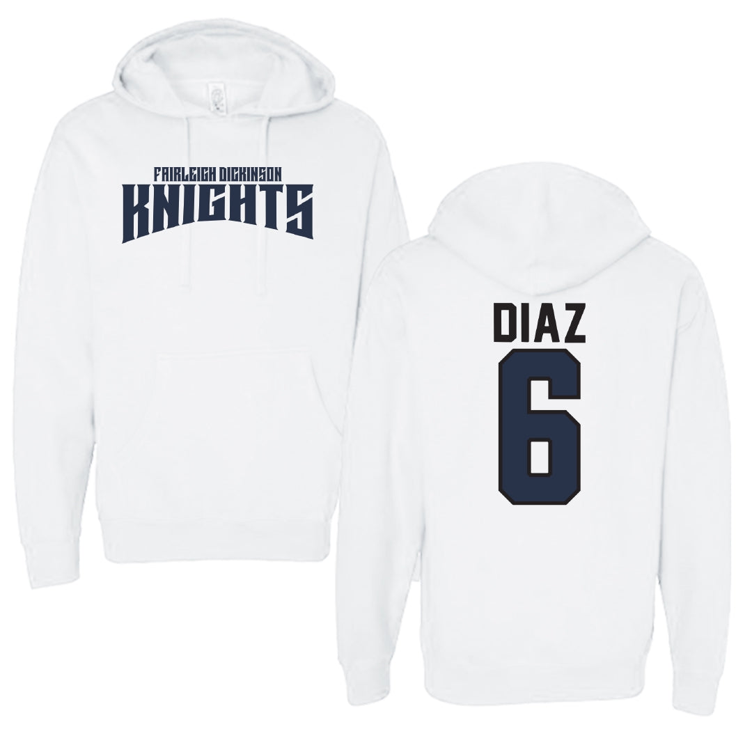 Fairleigh Dickinson University-Metropolitan Campus Volleyball White Classic Hoodie - #6 Diego Diaz