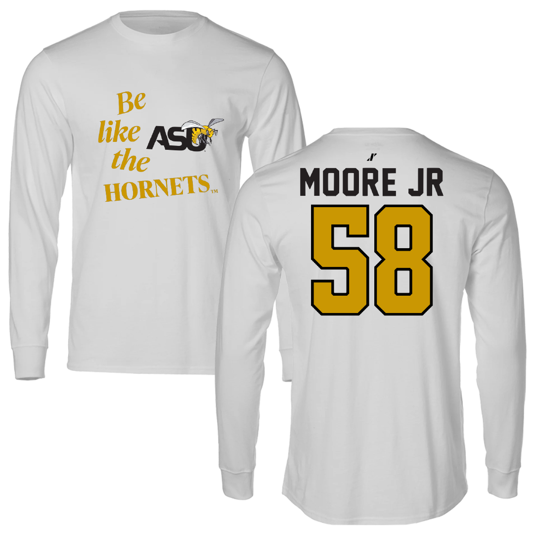 Alabama State University Football Light Gray Be Like Us Long Sleeve - #58 Michael Moore Jr
