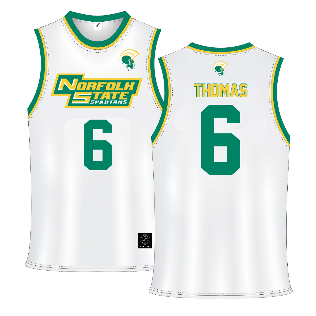 Norfolk State University White Basketball Jersey - #6 Jamarii Thomas