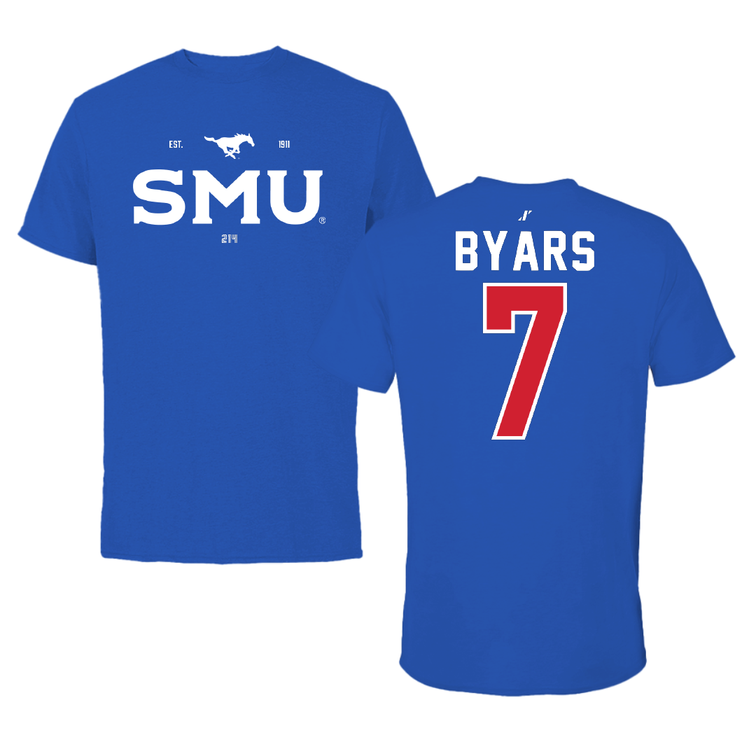 Southern Methodist University Soccer Blue General Tee - #7 Truth Byars