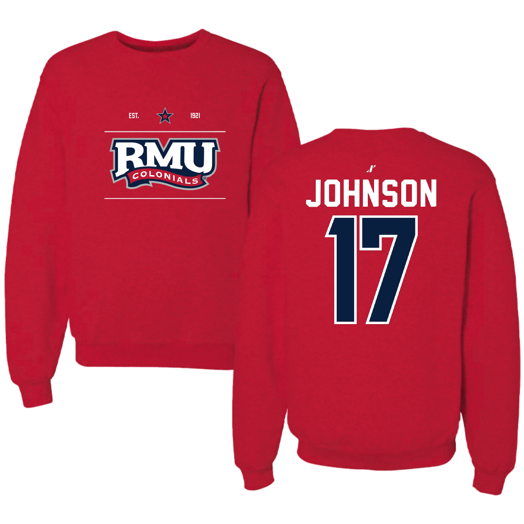 Robert Morris University Ice Hockey Red General Crewneck - #17 Patrick Johnson