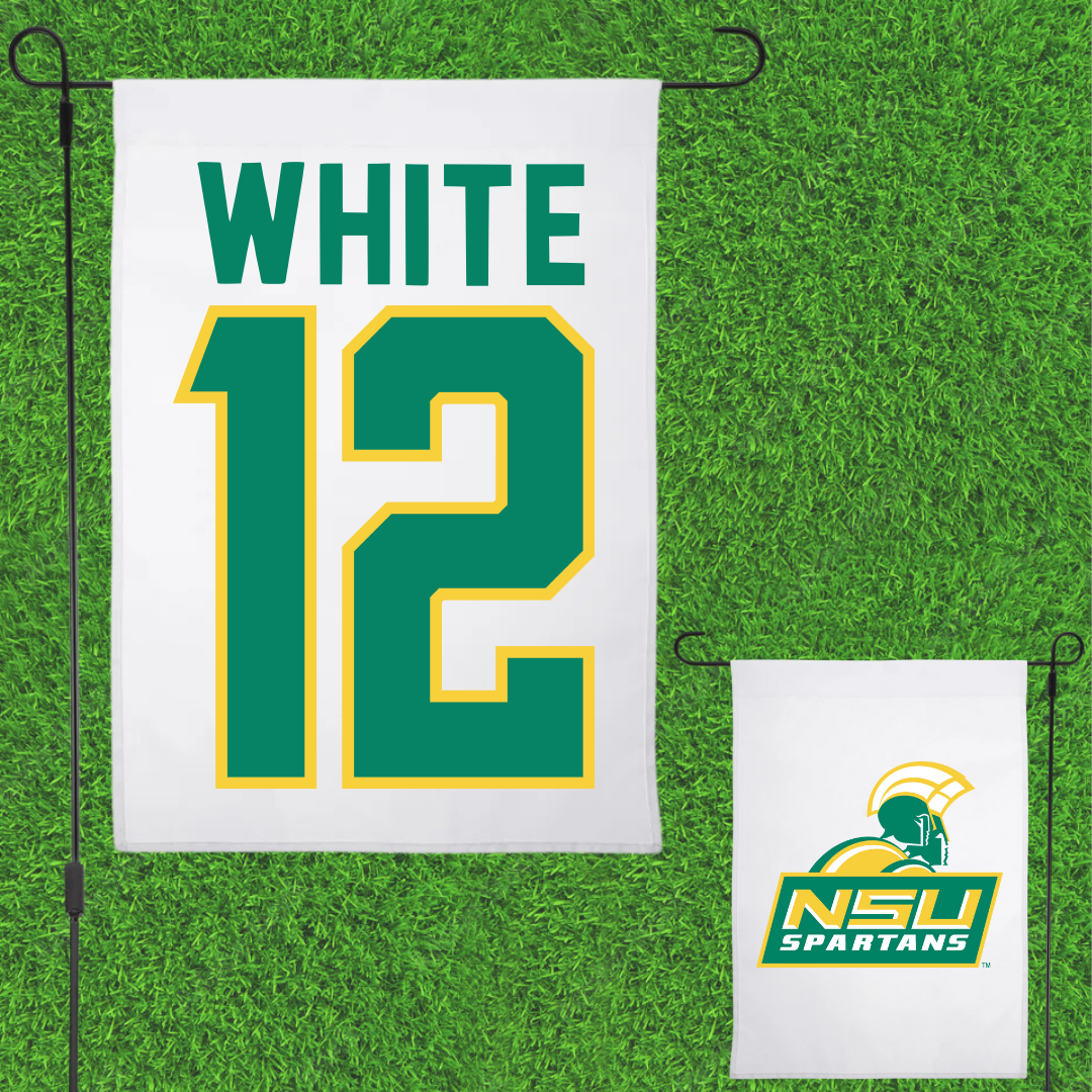 Norfolk State University Football White Garden Flag - #12 Jaylen White