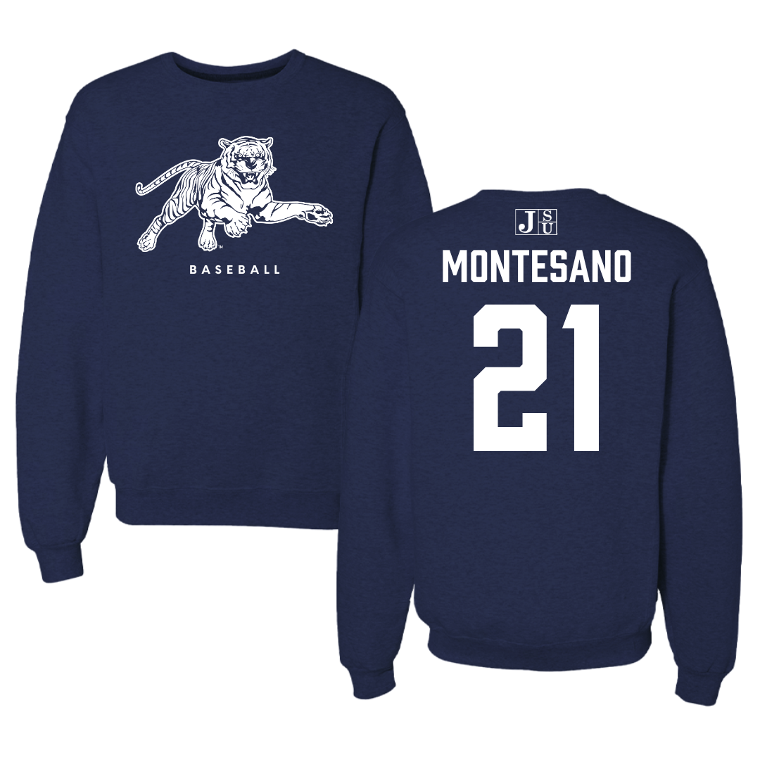 Jackson State University Baseball Navy Crewneck - #21 Lenny Montesano