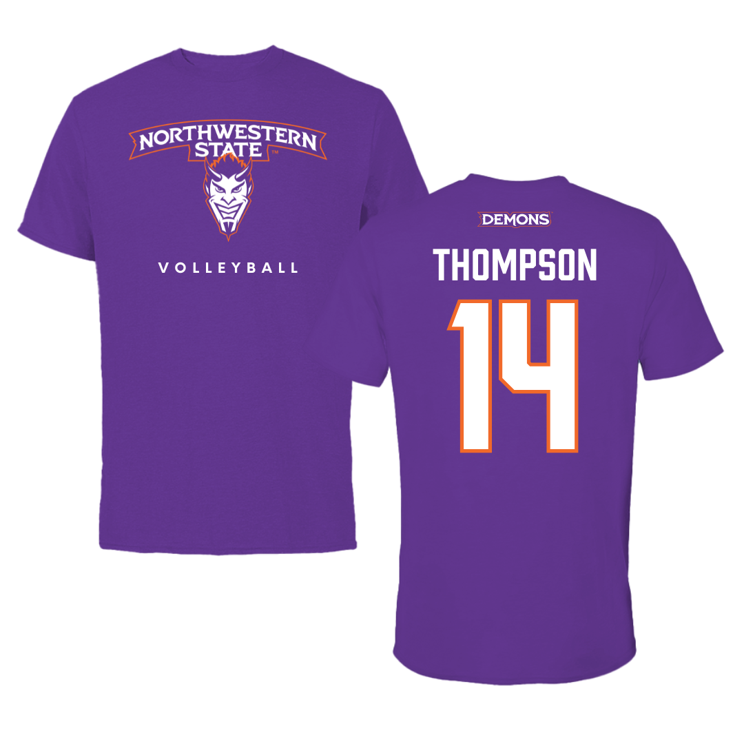 Northwestern State University Volleyball Purple Mascot Performance Tee - #14 Reaghan Thompson