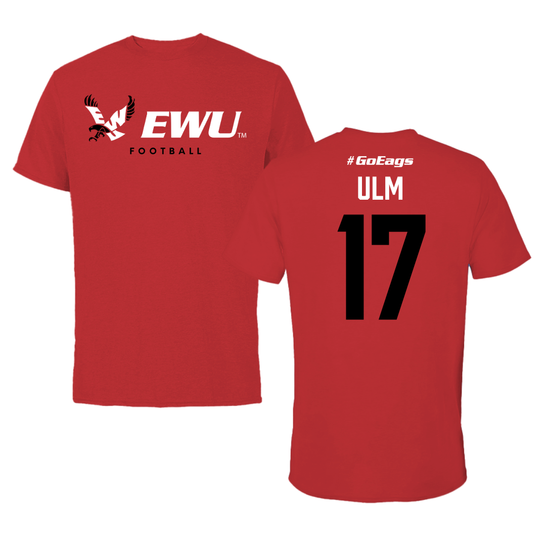 Eastern Washington University Football Red Block Tee - #17 Nolan Ulm