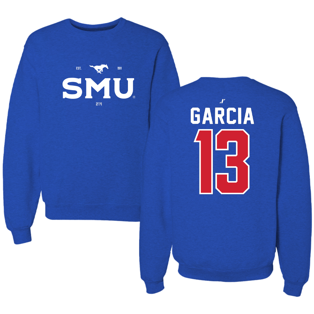 Southern Methodist University Soccer Blue General Crewneck - #13 Richie Garcia