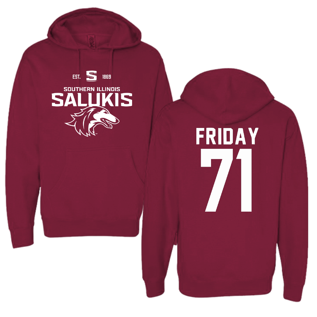 Southern Illinois University at Carbondale Football Maroon General Hoodie - #71 Ostyn Friday