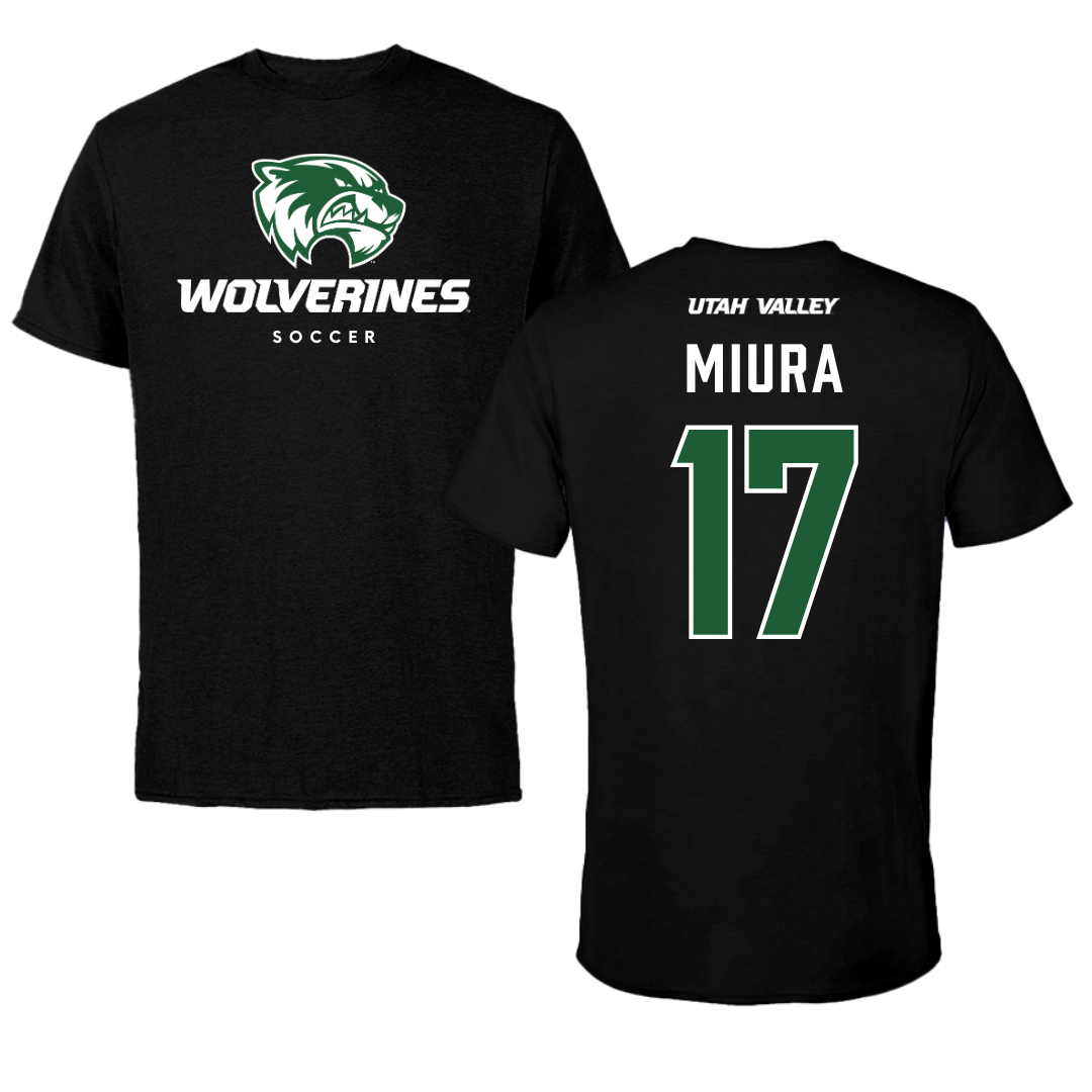 Utah Valley University Soccer Black Mascot Performance Tee - #17 Ura Miura