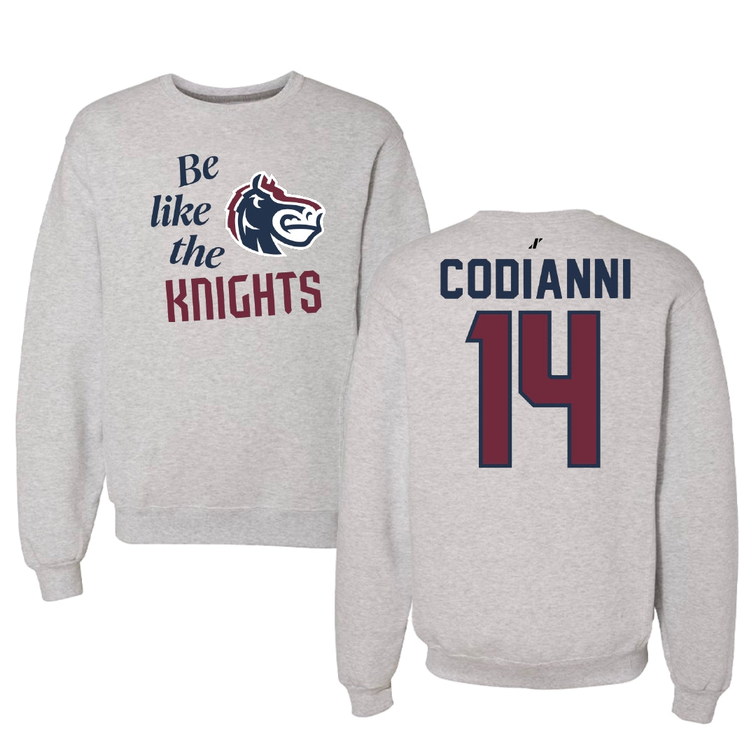 Fairleigh Dickinson University-Metropolitan Campus Lacrosse Light Gray Be Like Us Crewneck - #14 Nora Codianni