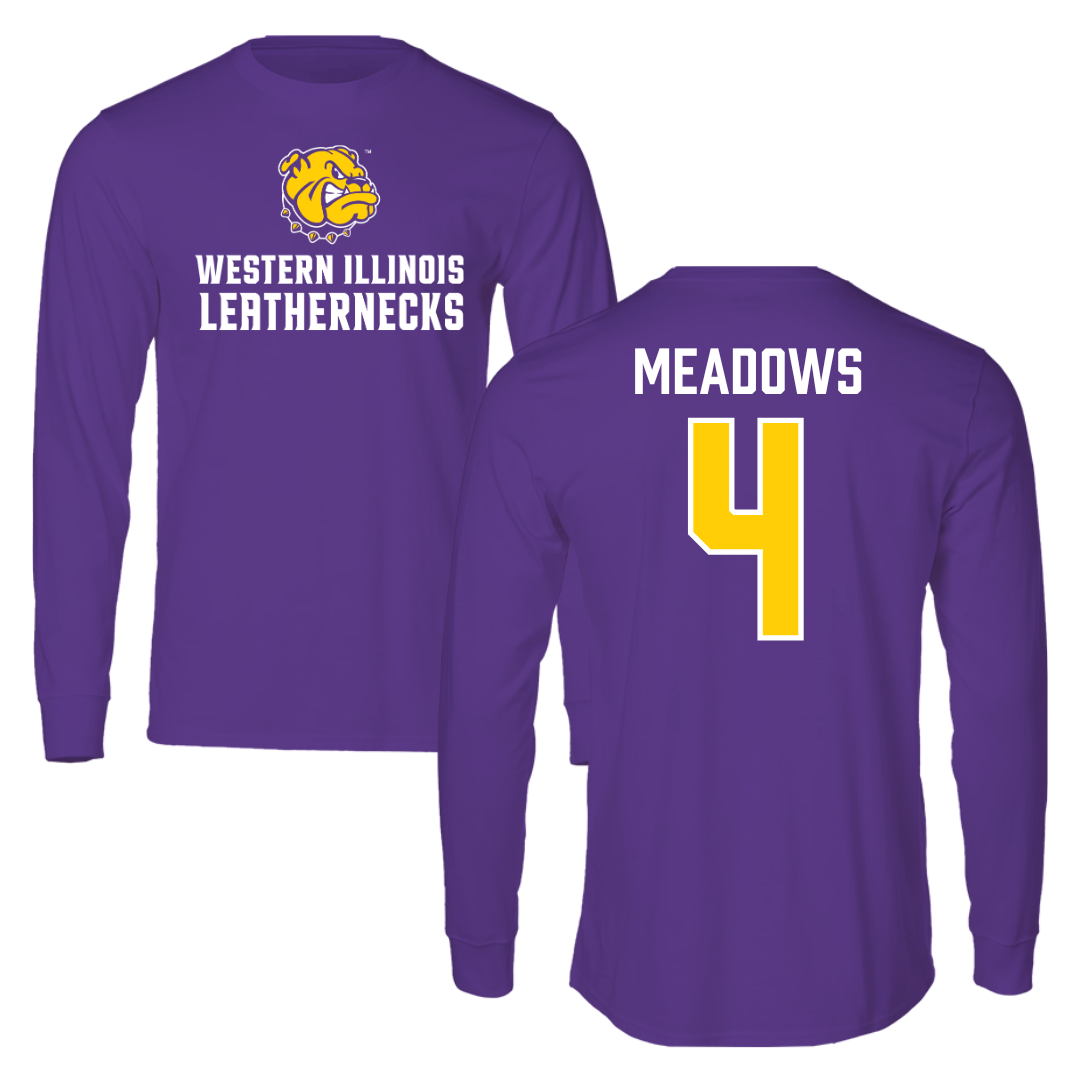 Western Illinois University Basketball Purple Long Sleeve - #4 Allie Meadows