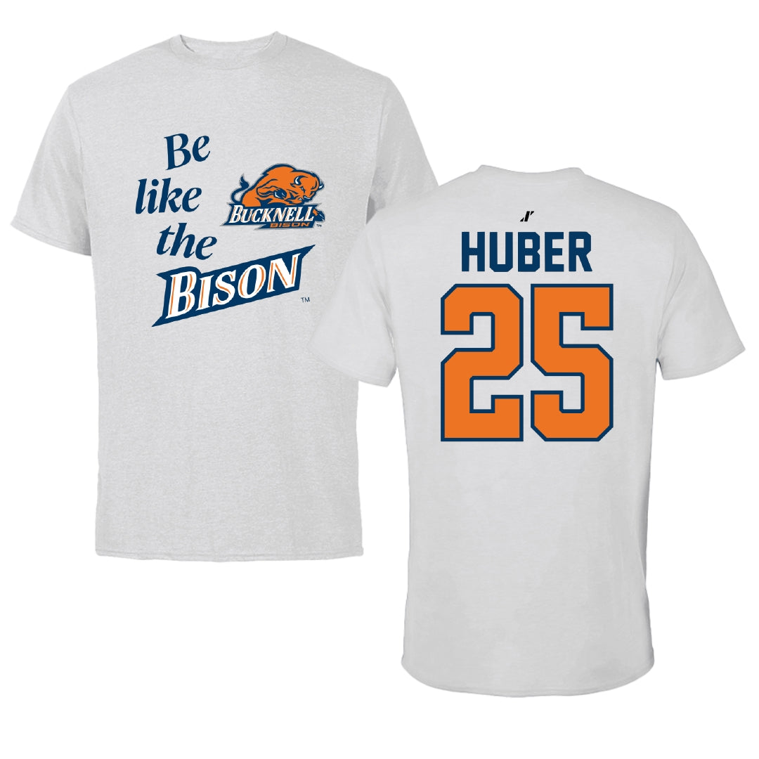 Bucknell University Lacrosse Light Gray Be Like Us Tee - #25 Hans Huber