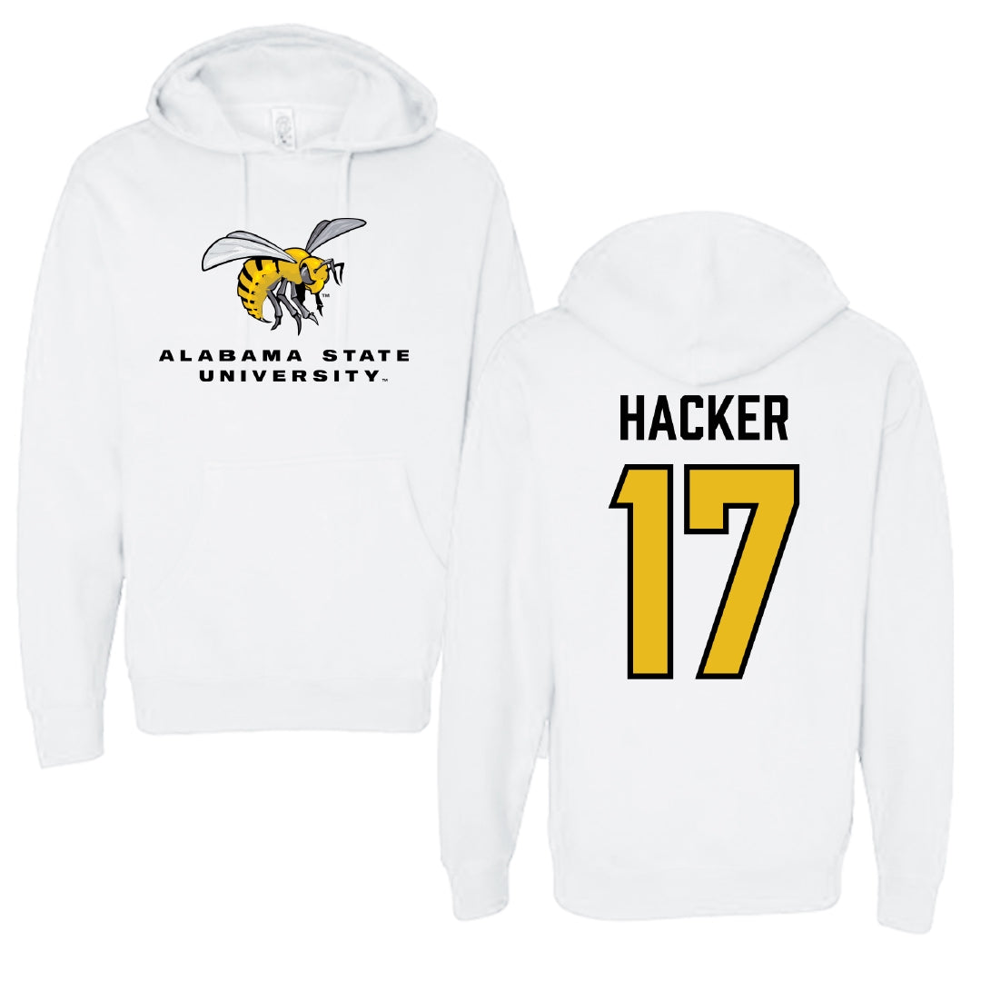 Alabama State University Soccer White Block Hoodie - #17 McKinley Hacker