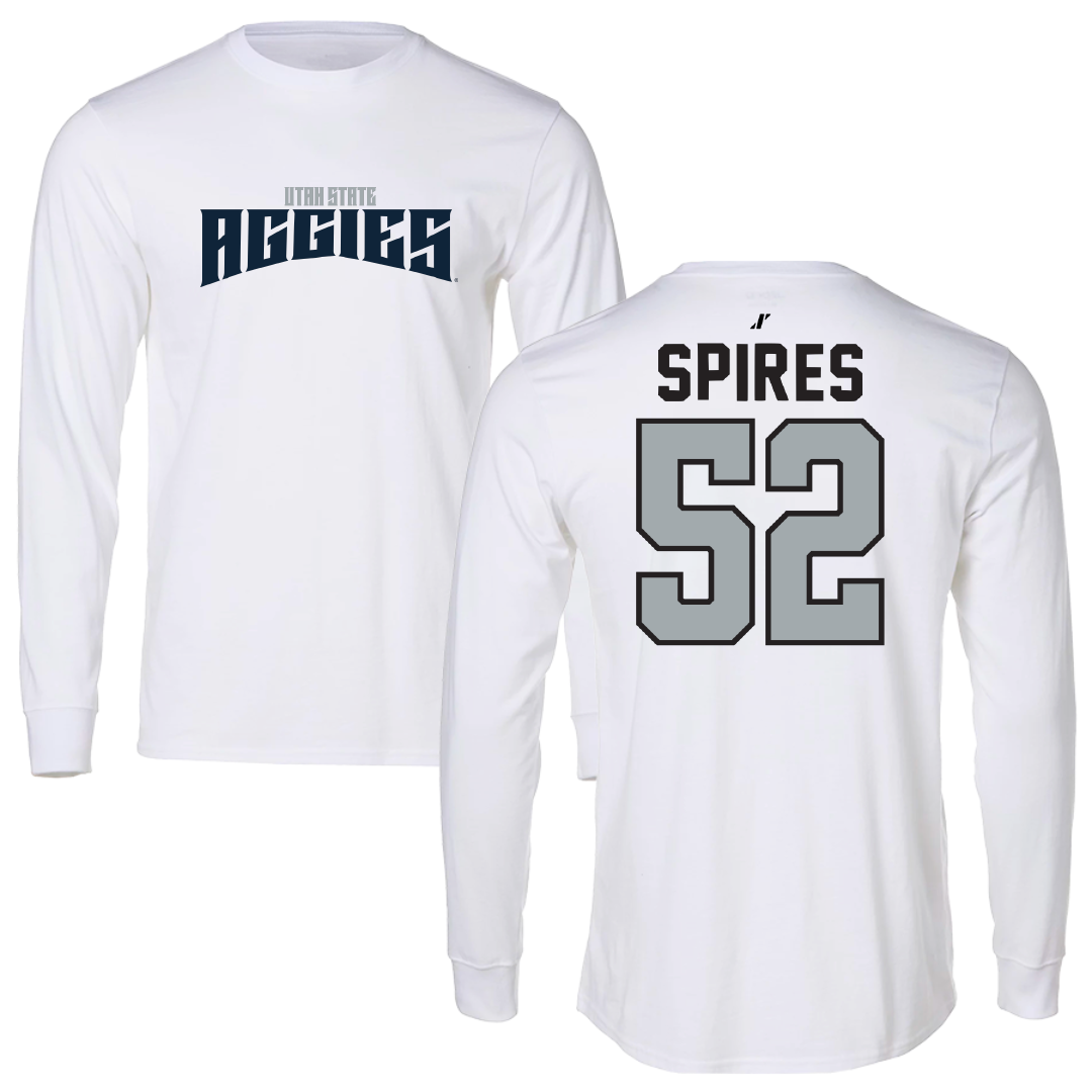 Utah State University Football White Classic Performance Long Sleeve - #52 Blaine Spires