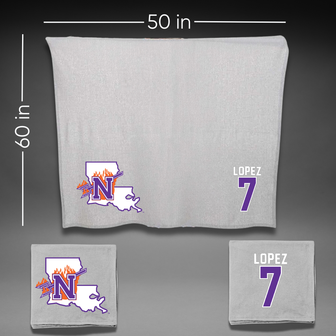 Northwestern State University Soccer Gray Blanket - #7 Sabrina Lopez