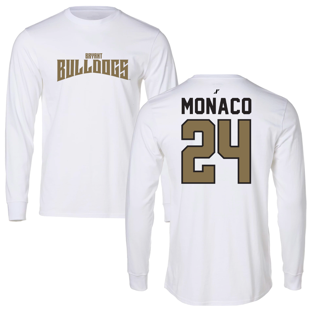 Bryant University Lacrosse White Classic Performance Long Sleeve - #24 AJ Monaco
