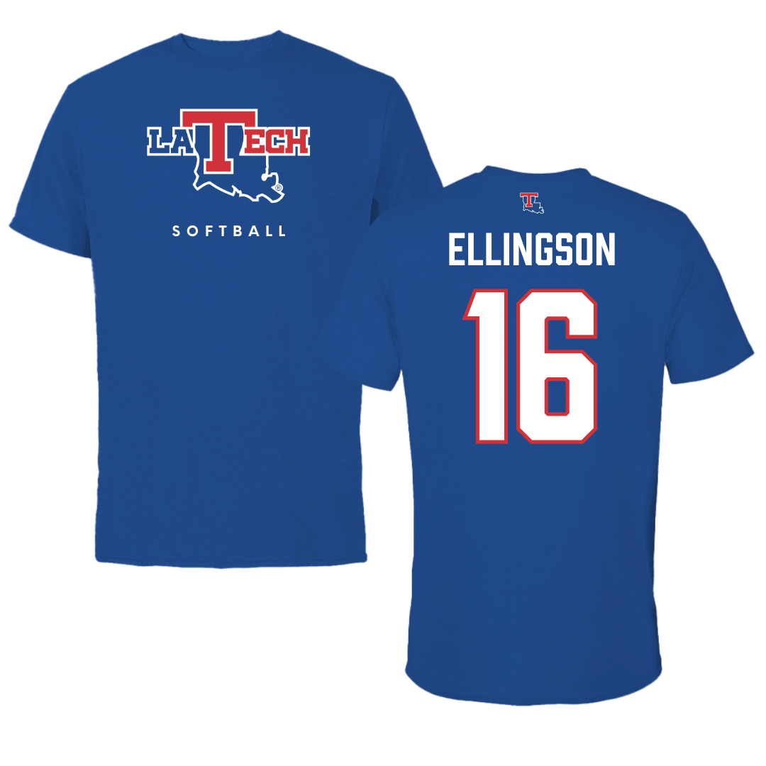 Louisiana Tech University Softball True Royal Performance Tee - #16 Olivia Ellingson