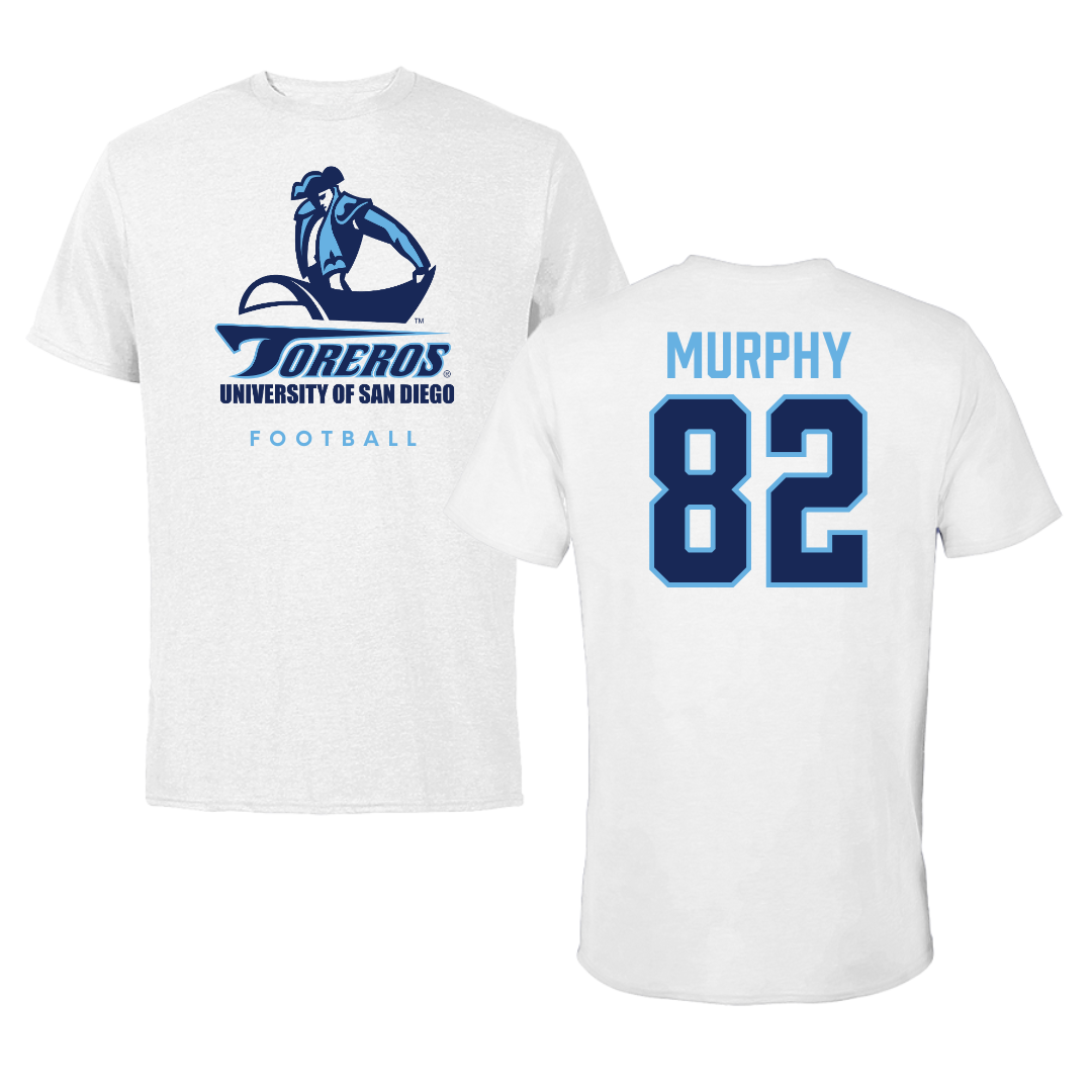 University of San Diego Football White Performance Tee - #82 Kollen Murphy