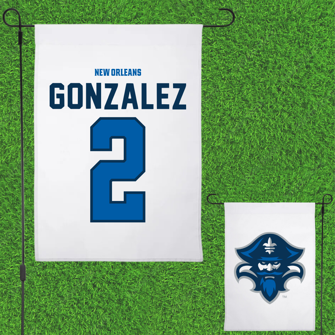 University of New Orleans Beach Volleyball White Garden Flag - #2 Stephanie Gonzalez