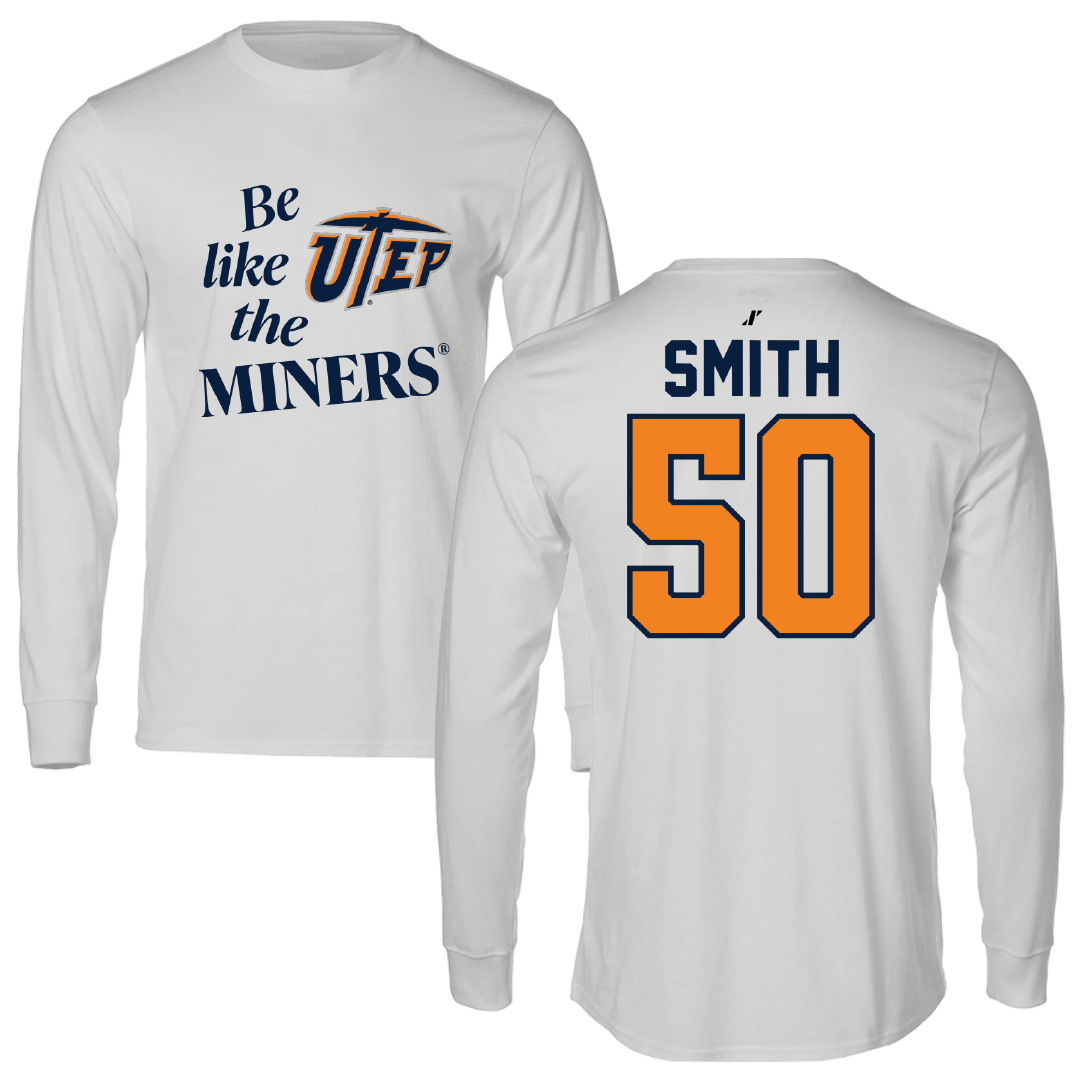 University of Texas at El Paso Football Light Gray Be Like Us Long Sleeve - #50 Brennan Smith