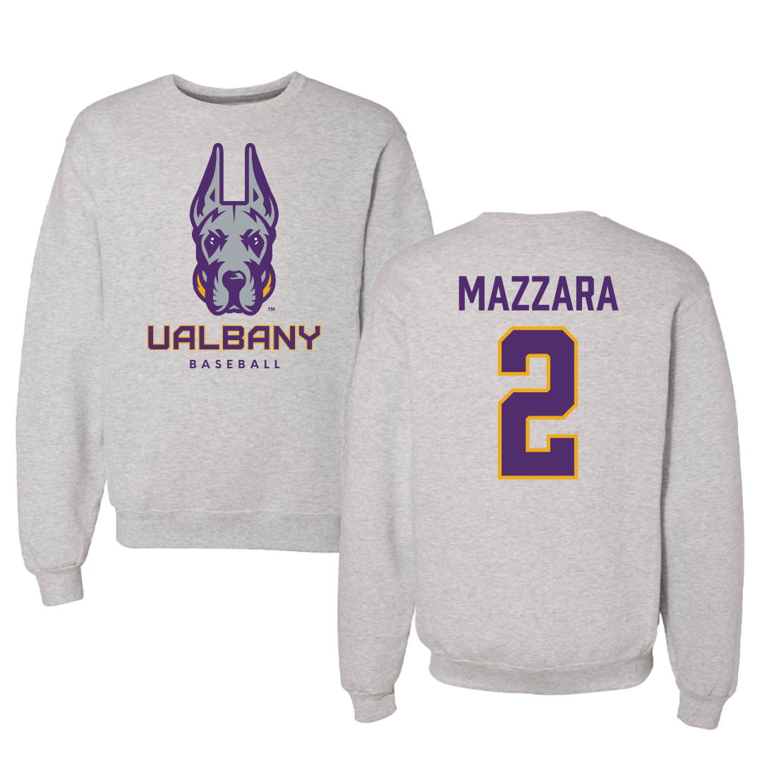 University at Albany Baseball Gray Crewneck - #2 Victor Mazzara