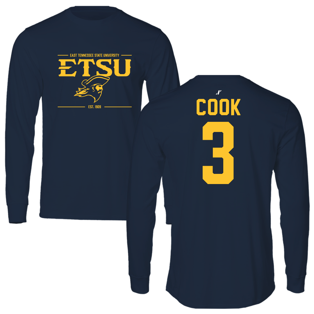 East Tennessee State University Soccer Navy General Performance Long Sleeve - #3 Lindsey Cook